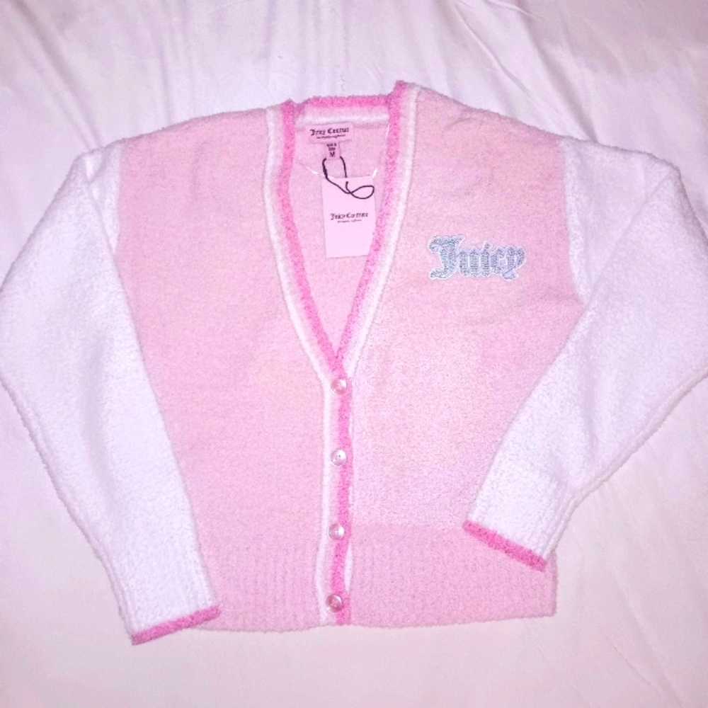 Juicy Couture Pink and White Women's Cardigan